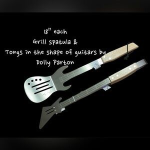 NWT DOLLY PARTON 18” GRILL SPATULA AND TONGS IN THE SHAPE OF GUITAR. GREAT GIFT